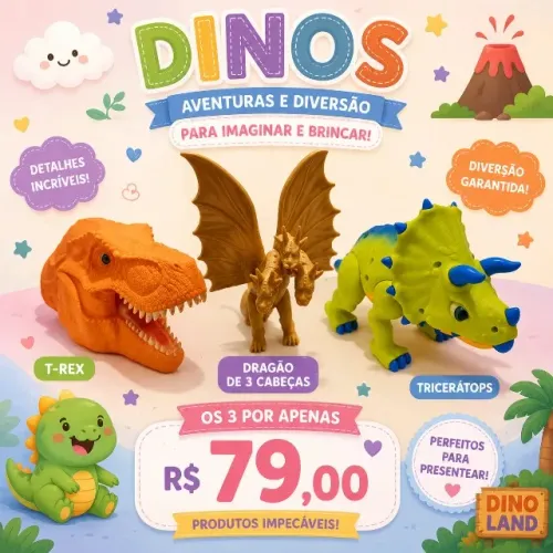lote de dinossauros e dragão