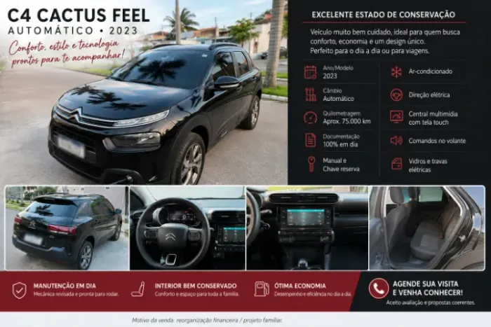 Citroen C4 Cactus Feel Pack 1.6 16V Flex AUT 2023