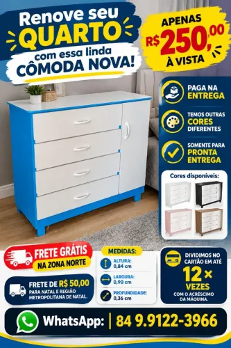 Compre hoje mesmo nossas cómoda e receba na sua casa, entregas grátis na ZN.