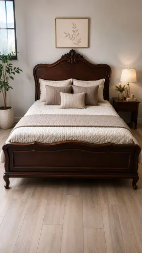 CAMA LUIZ XV Imperial em Jacaranda + penteadeira Suspensa