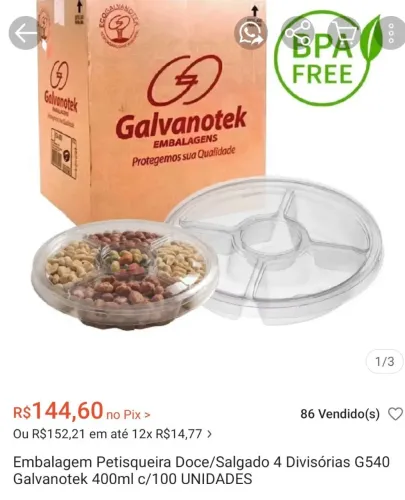 Petisqueira G540 galvanotek de 144,60 por 100 reais