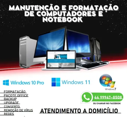 Formatação e manutenção de computador e notebook