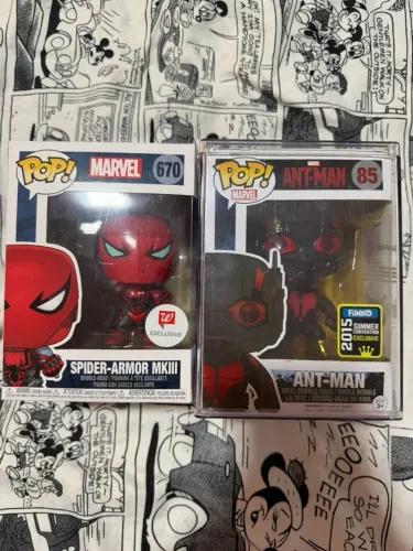 Kit Funko Pop Marvel Ant-Man #85 Summer Convention + Spider-Armor MKIII #670 Exclusivos