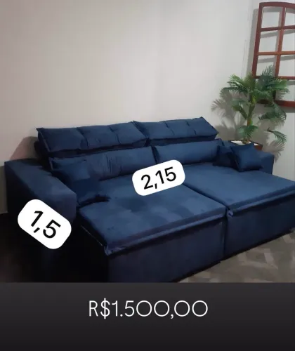 Sofá Retrátil e Reclinável 2,15m Cama inBox Big Fresh com SoftGel D40 Velupluma Azul
