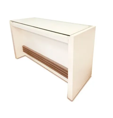 Balcão Expositor Branco com Tampo de Vidro