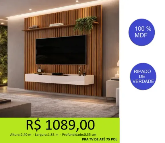 Painel ripado 1,83 m de alta qualidade - parcelamos sem juros