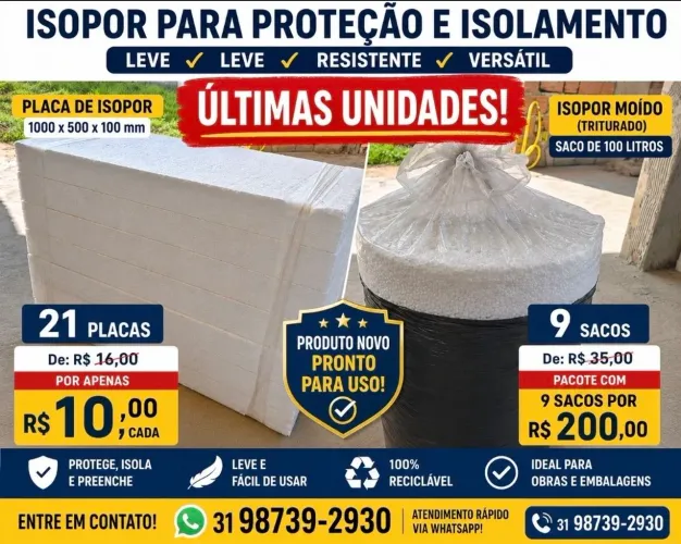 Isopor em Placas e Triturado (moido)