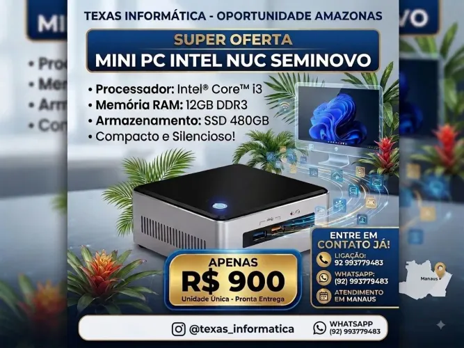Mini PC Intel NUC NUC5i3RYH (Seminovo) - Desempenho Compacto e Ágil!