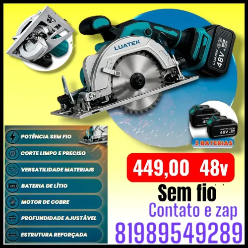 serra circular elétrica <br>Luatek, LWJ-604, 48V.