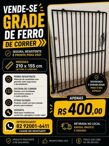 Vende-se uma grade seminova em ótimo estado.