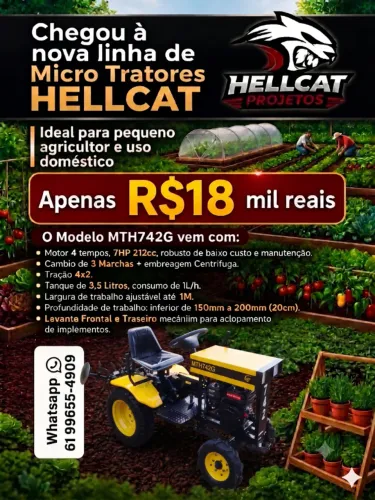 Micro Trator HellCat MTH742G Mini Trator HellCat MTH742G