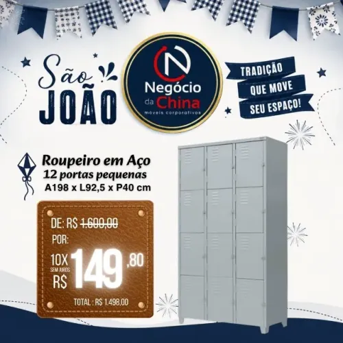 Roupeiro em Aço 12 Portas Pequenas