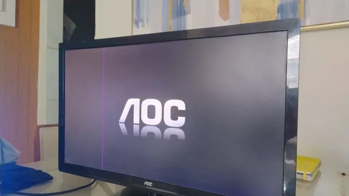 Monitor AOC 60 HZ com apenas uma linha roxa (não acompanha controle)