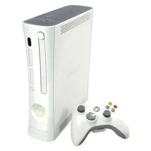 Xbox 360 com 1 controle. O aparelho está com 3 luzes vermelhas