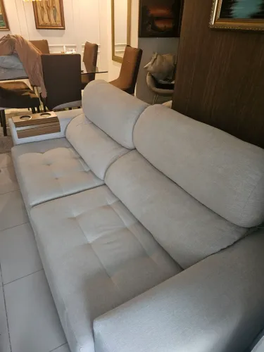 Sofa retrátil super confortável tok stop 3 lugares com encosto reclinavel
