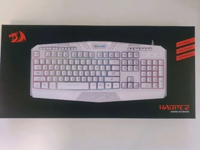 Teclado gamer membrana REDDRAGON HARPE 2 rgb branco