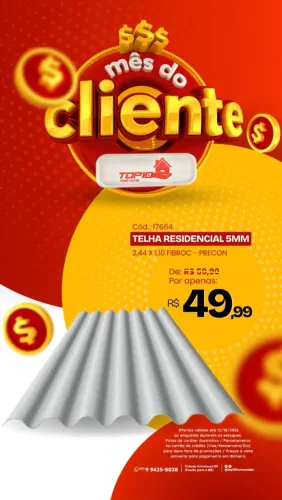 Telha residencial 2,44x1,10 fibr precom