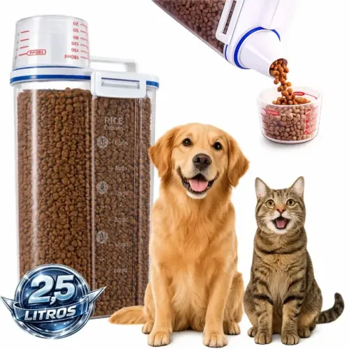 Porta Ração Pote Com Tampa Pet Gato Cachorro Dispenser Porta Racao Pote Container Porta Ra