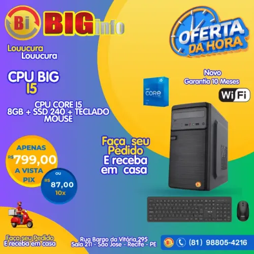 Pc Cpu Barato Intel Core I5 / 240ssd / Wifi / Com Garantia - Em ate 10x Fixas 