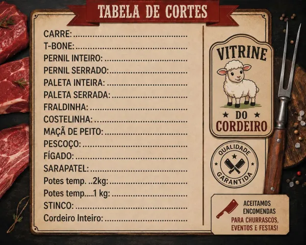 Carne de cordeiro/cortes finos 