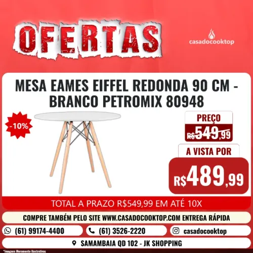 MESA EAMES EIFFEL REDONDA 90 CM - BRANCO PETROMIX 80948