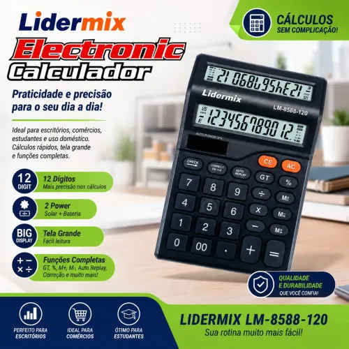 Calculadora display duplo Lidermix LM 8588-120