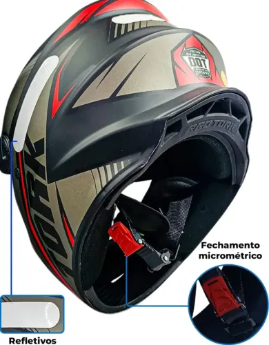 Capacete R8 Pro Tork Esportivo Unissex com Narigueira Refletivo e Selo Inmetro