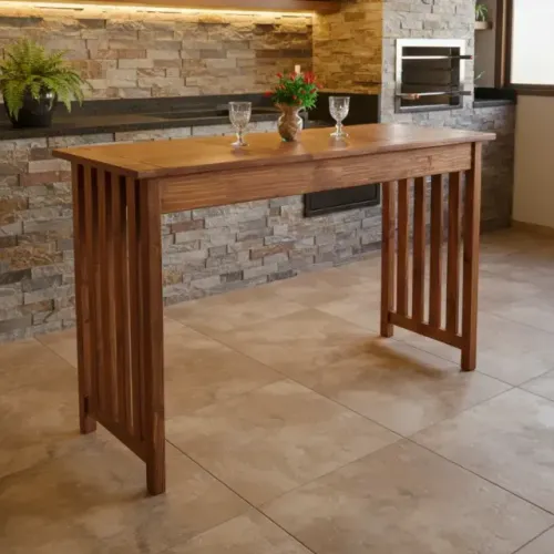 Bancada Gourmet Ilha Para Cozinha Mesa Madeira Balcão 160 Cm