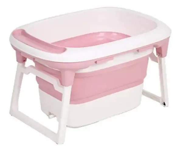 Banheira dobrável alô bebê rosa