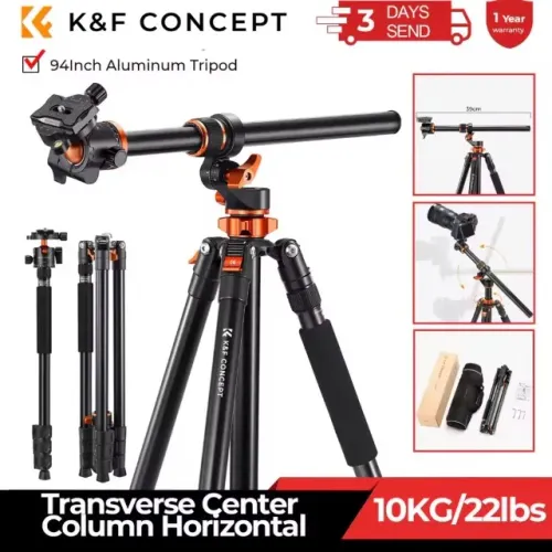 Tripé de alumínio K&F CONCEPT T254A7+BH-28L com monopé