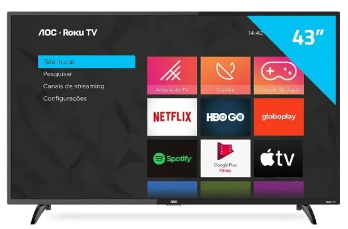 TV Roku 43" Smart TV LED Full HD - Excelente Estado - Funcionando Perfeitamente