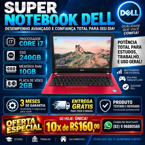 Dell i7 10GB RAM, 240GB HD SSD, placa de vídeo 2GB (10x sem juros)