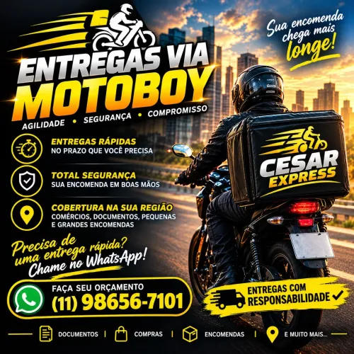 Frete motoboy capital e interior, faça seu orçamento