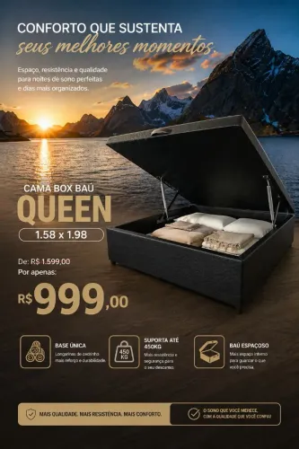 Cama box casal Queen inteira
