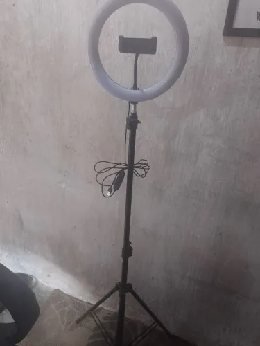 Ring light led 3 cores 26 cm ,tripé 2 10 m, suporte Cel 