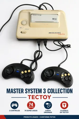 Videogame Master System 3 Collection Tectoy - 74 Jogos na Memória - 2 Controles Novos