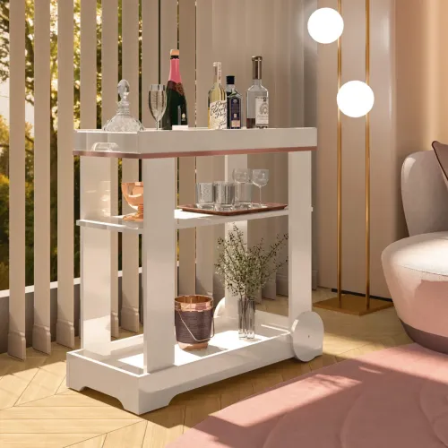 Carrinho Bar Rosé Off White - ARTELY/ pronta entrega 