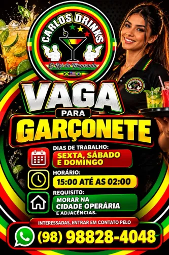 VAGA GARÇONETE LEIA ANÚNCIO ANTES LIGAR