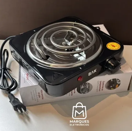 FOGÃO ELÉTRICO BAK 1 BOCA 1000W PORTÁTIL 5 NÍVEIS DE TEMPERATURA