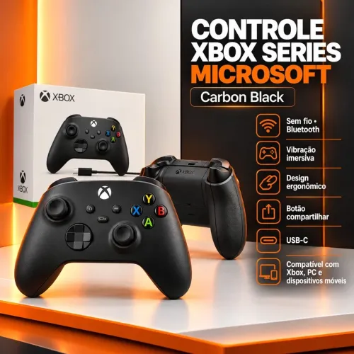 CONTROLE XBOX MICROSOFT SEM FIO C/ CANO USB
