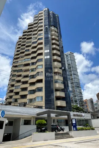 Apartamento flat mobiliado com 42,19m², 14º andar, varanda com vista para o mar, sala de e