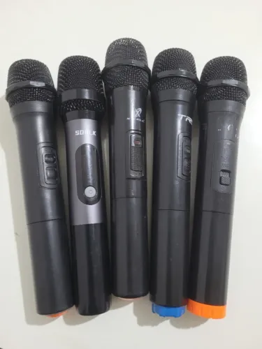 Lote 5 Microfones Sem Fio Diversos (Apenas Bastões / No Estado)