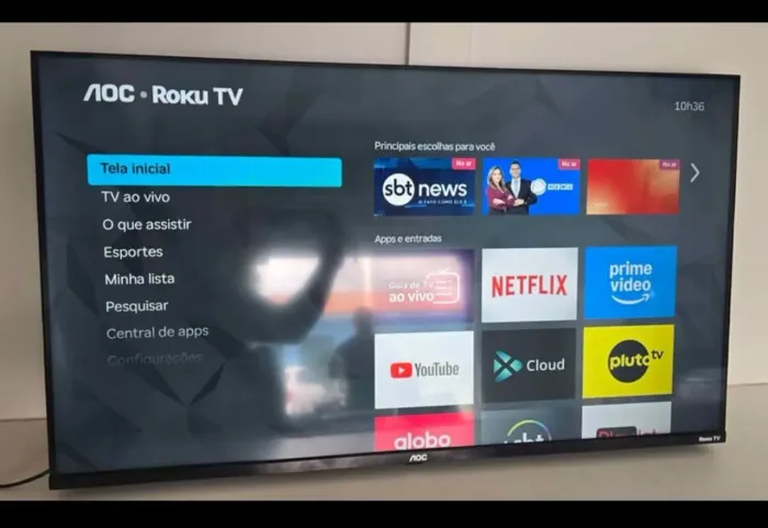  TV AOC 40? Roku - Borda Infinita<br>Smart TV com sistema Roku