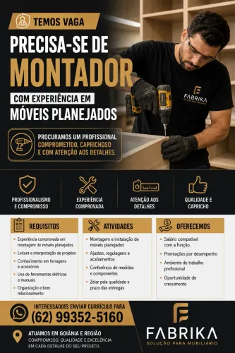 Montador de móveis planejados com experiência