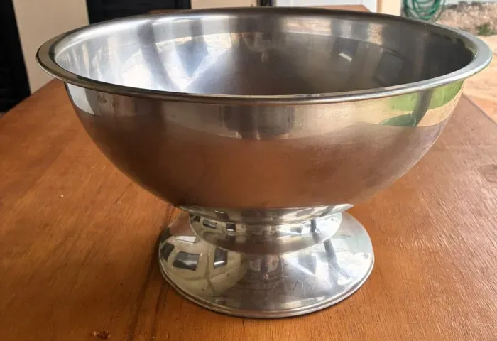 Fruteira Saladeira Inox Grande com Pedestal 40cm