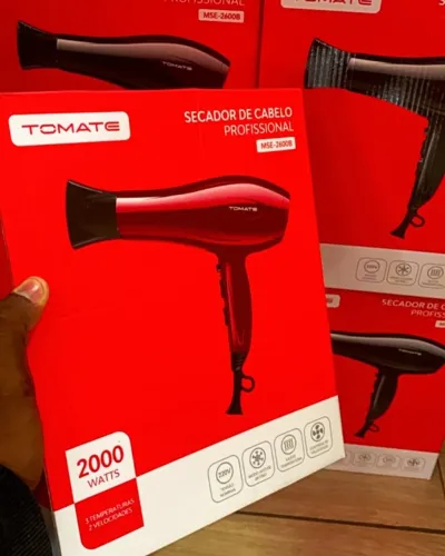 Secador de Cabelo Profissional 2000W 220V Tomate MSE-2600B - Novo