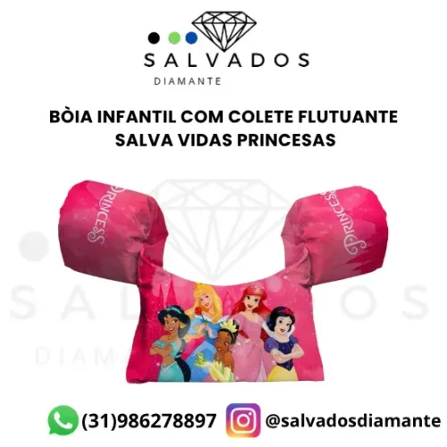 Bóia com colete flutuante salva vidas Princesas- NOVA
