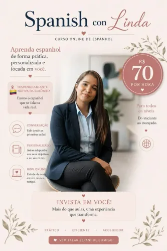 Aulas de espanhol com nativa R$70 por aula