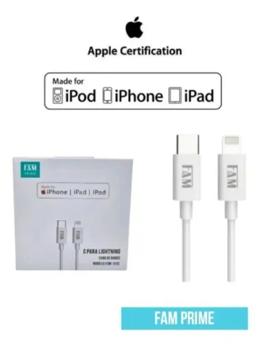 CABO ORIGINAL FAM PARA IPHONE COM SELO MFI E CHIP CERTIFICAÇÃO APPLE