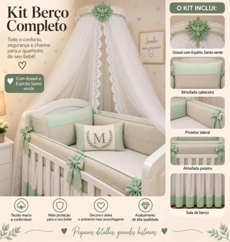 Kit berço em linho 6 peças